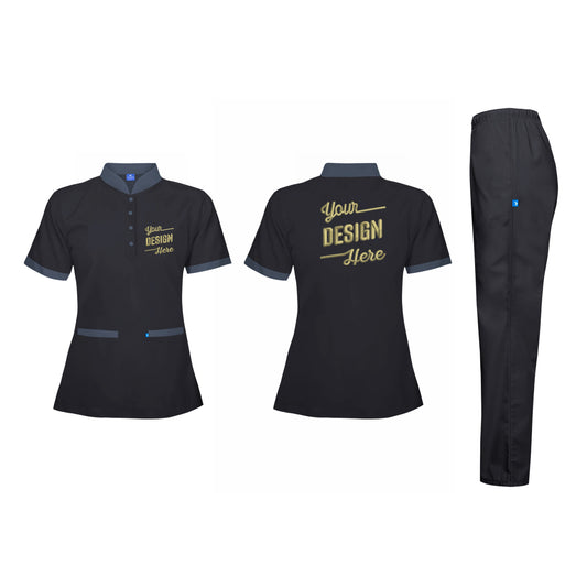 Maid Uniform Short Sleeve Shirt & Pant Set - Unisex