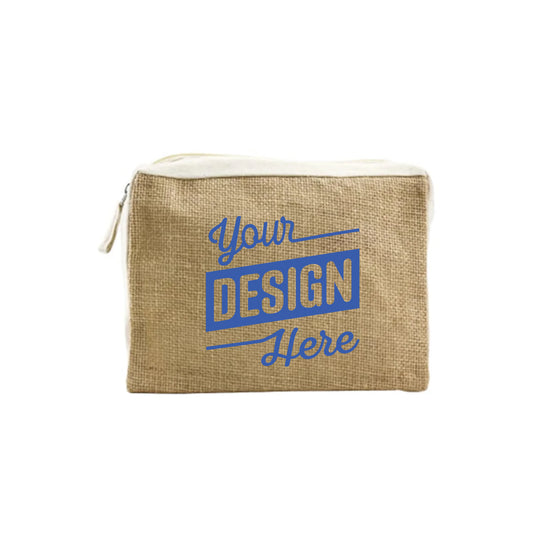 Jute with Cotton Zipper Pouch wholesale