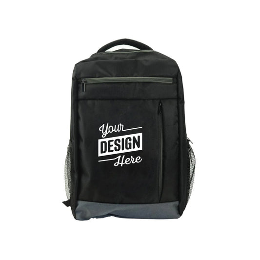 Black Backpack with zipper and shoulder strap