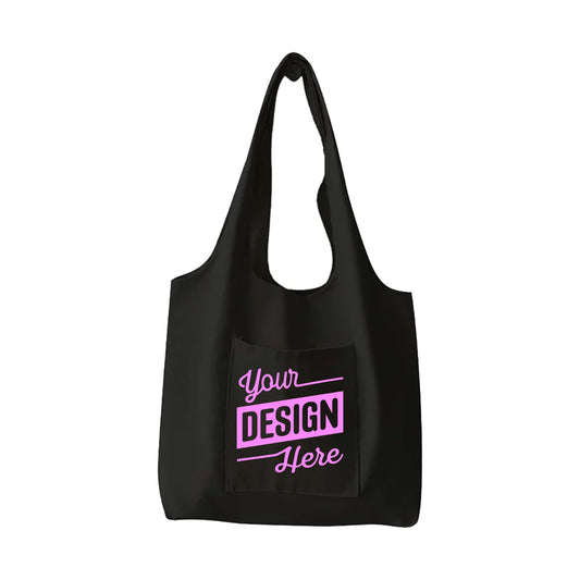 Canvas Shopper Bag with Pocket & Velcro Closure