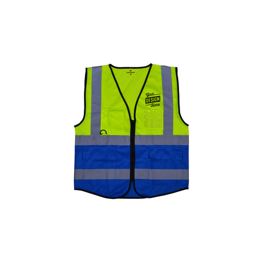Dual color Safety Vest with Zipper and pockets, Unisex