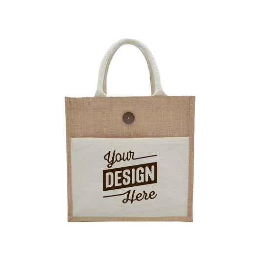 Jute Bag with Canvas Pocket Wholesale, Small
