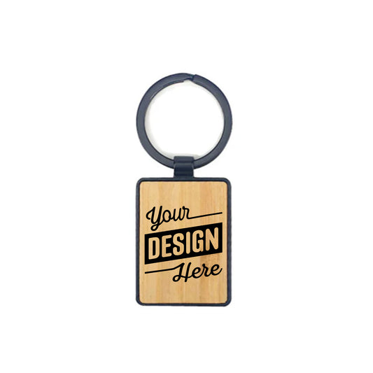 Metal Keychains with Bamboo, Wholesale