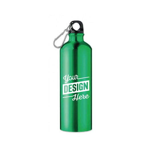 Single Wall Aluminum Sports Bottle with Carabiner