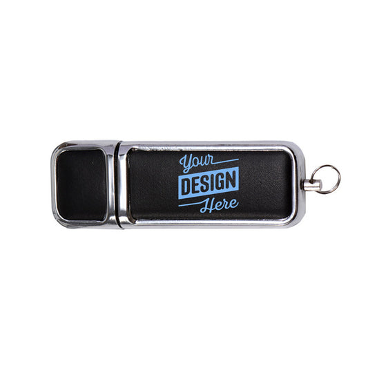 Leather with Chrome Finish USB Flash Drives